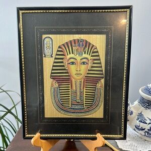 VTG Framed Mask of Tutankhamun, a renowned funerary artifact from ancient Egypt